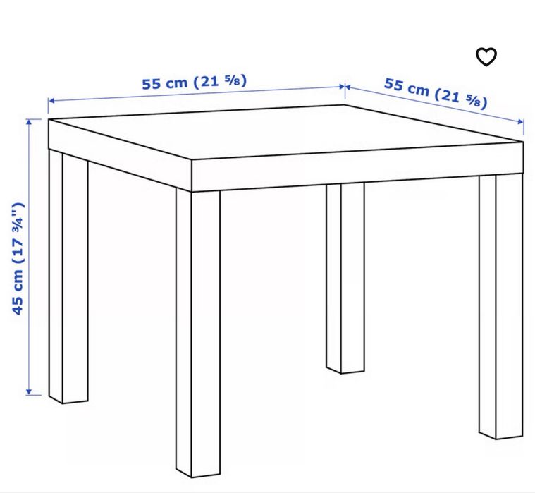 Mesa de apoio, branco, 55x55 cm