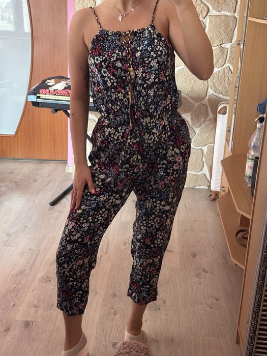 Boho kombinezon w kwiaty 36 S 100% wiskoza