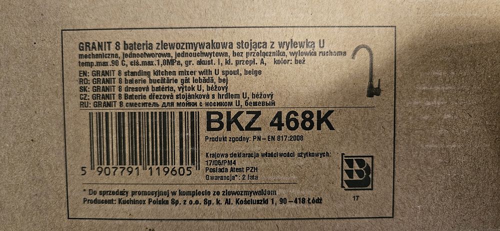 Nowa granitowa bateria kuchenna