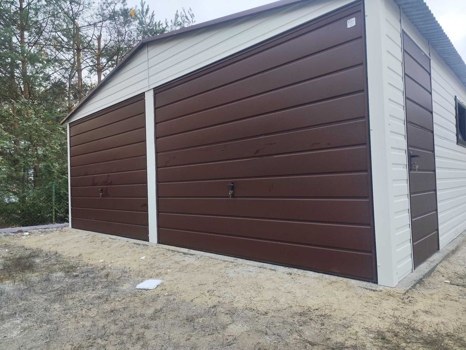 Garaż blaszany, blaszak 6x6 paleta ral,brąz, biały