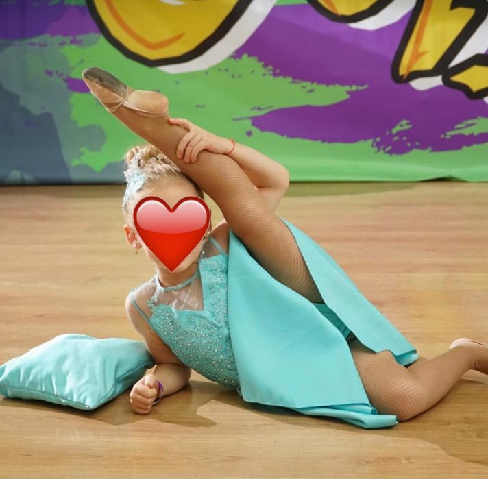 Танцевальный костюм для девочки платье контемп бирюза 110-135 снежинка