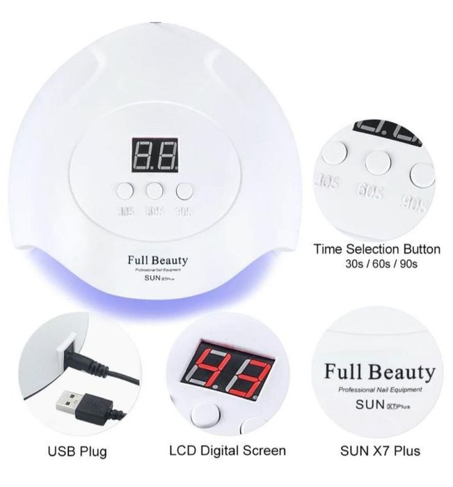 USB UV LED лампа для манікюру гелю гель-лаків біла працює без світла