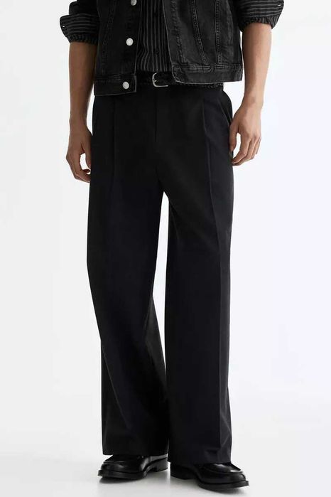 Льняные брюки H&M regular fit flared leg