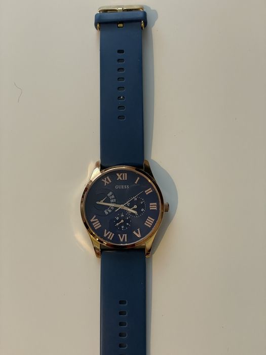 Zegarek meski GUESS niebieski/ granatowy / złota koperta