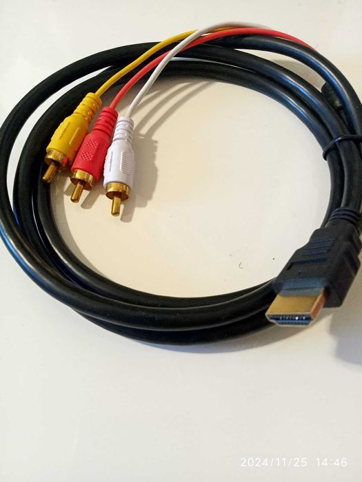 Кабель HDMI-3RCA тюльпан  1.5 м