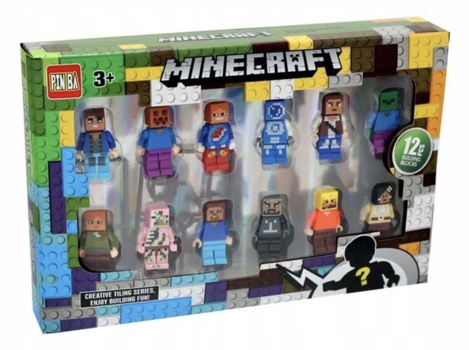 FIGURKI MINECRAFT My World Klocki 12 sztuk DUŻY Zestaw