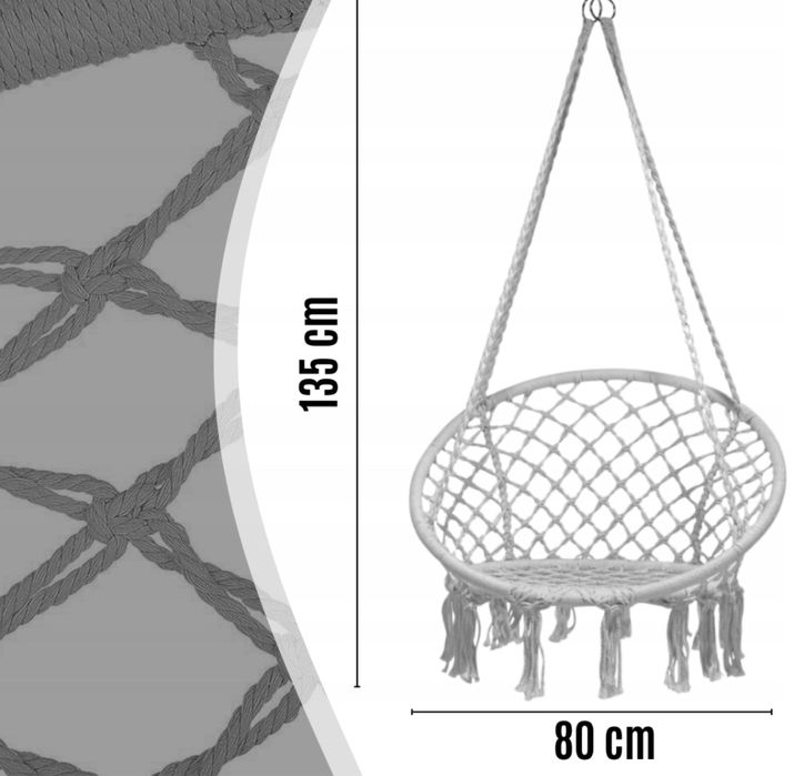 Huśtawka Wisząca Bocianie Gniazdo Fotel Wiszący Krzesło Kokon na Ogród