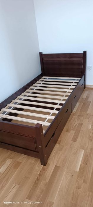 Nowe Łóżko 140x200 drewno sosna, materac sprężyny bonell