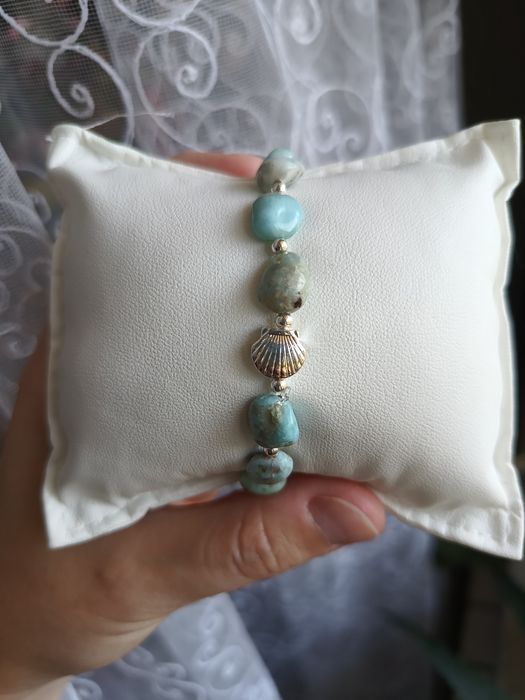 Bransoletka z bryłek, kamień Larimar