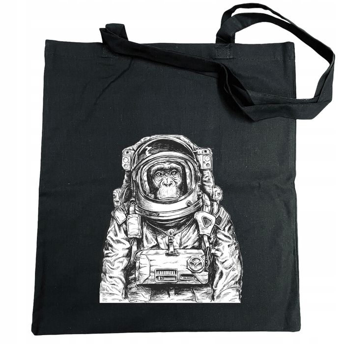 torba na zakupy nadruk małpa astronauta