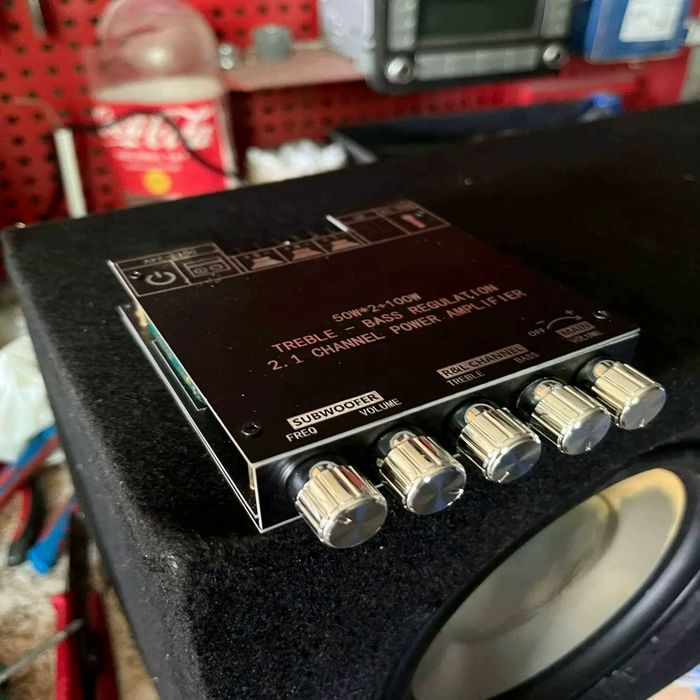 Усилитель звука 50W X 2 + 100W 2.1 канала (200W) авто стерео підсилювач 200W + аудио сабвуфер