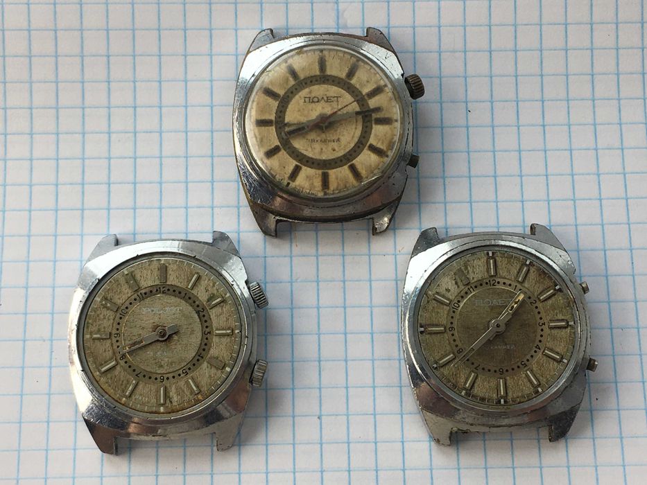 Часы механические Полет будильник СССР 3 штуки - на запчасти
