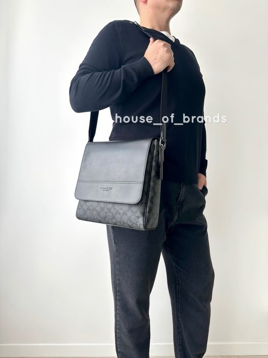 COACH Houston Map Bag Чоловіча шкіряна сумочка мужская кожаная сумка