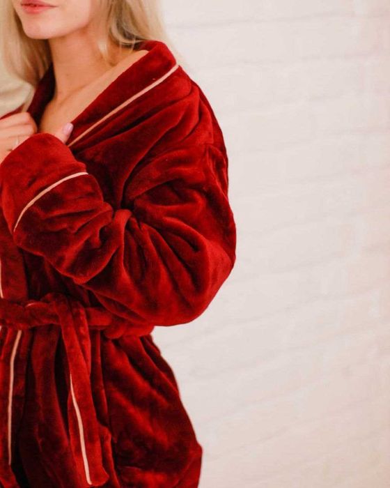 Тепла плюшева жіноча піжама ( халат і штани)