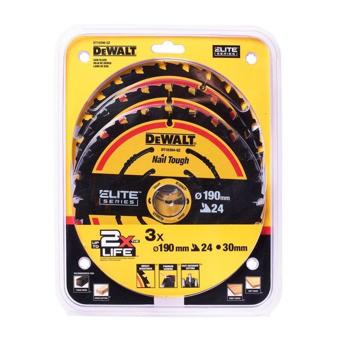 Piła Tarczowa Do Drewna Elite 190*30Mm 24 Zęby 3-Pak - DeWalt