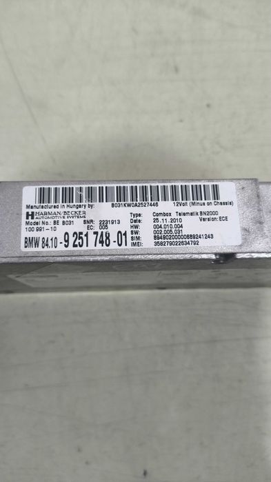 Modulo Bluetooth/Combox BMW Serie 1/3/X/Z (E8x/E9x)  9251.748