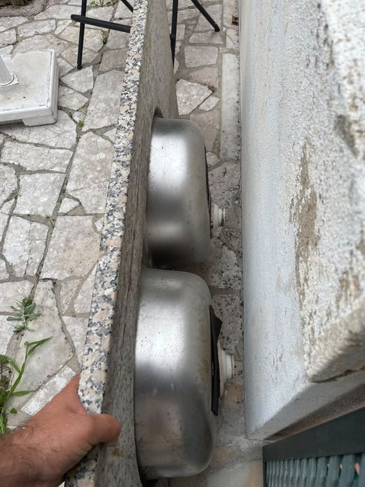 Bancada pedra marmore (4 placas e cuba dupla)