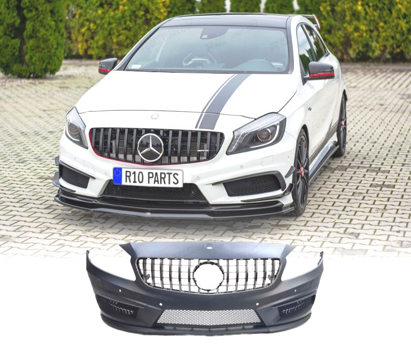 PARA-CHOQUES FRONTAL MERCEDES W176 A45 12-15 LOOK AMG + GRELHA COM SENSORES