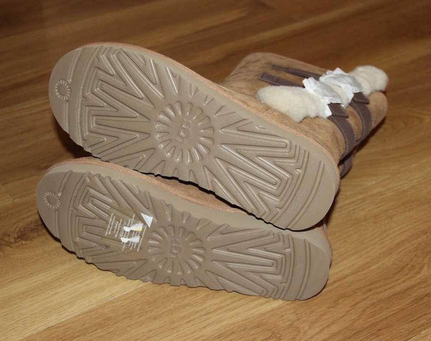 UGG buty kozuszek skóra śniegowce ocieplane botki kozaki brązowe 39