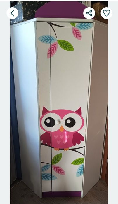 Biuro, szafa, regał w sowy różowe dla dziewczynki Almer Meble