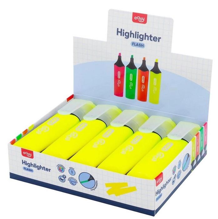 Zakreślacz Flash żółty (10szt) EASY Spokey etui kartonowe,110x35 mm