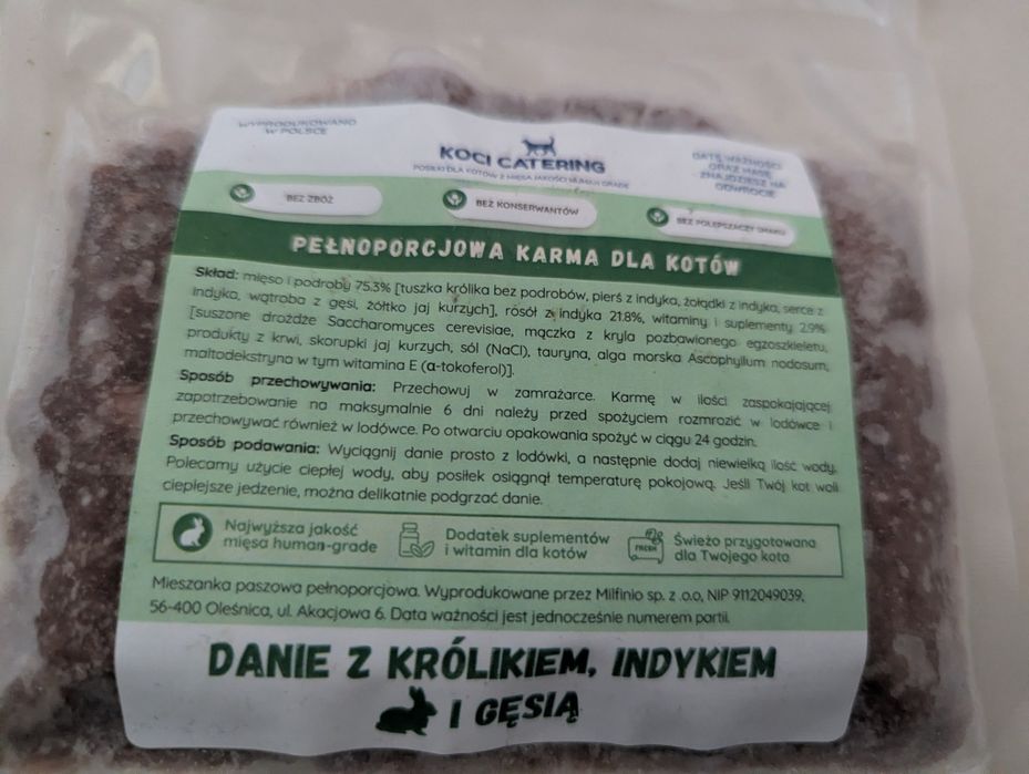 Koci catering 9 saszetek mrożone dla kota