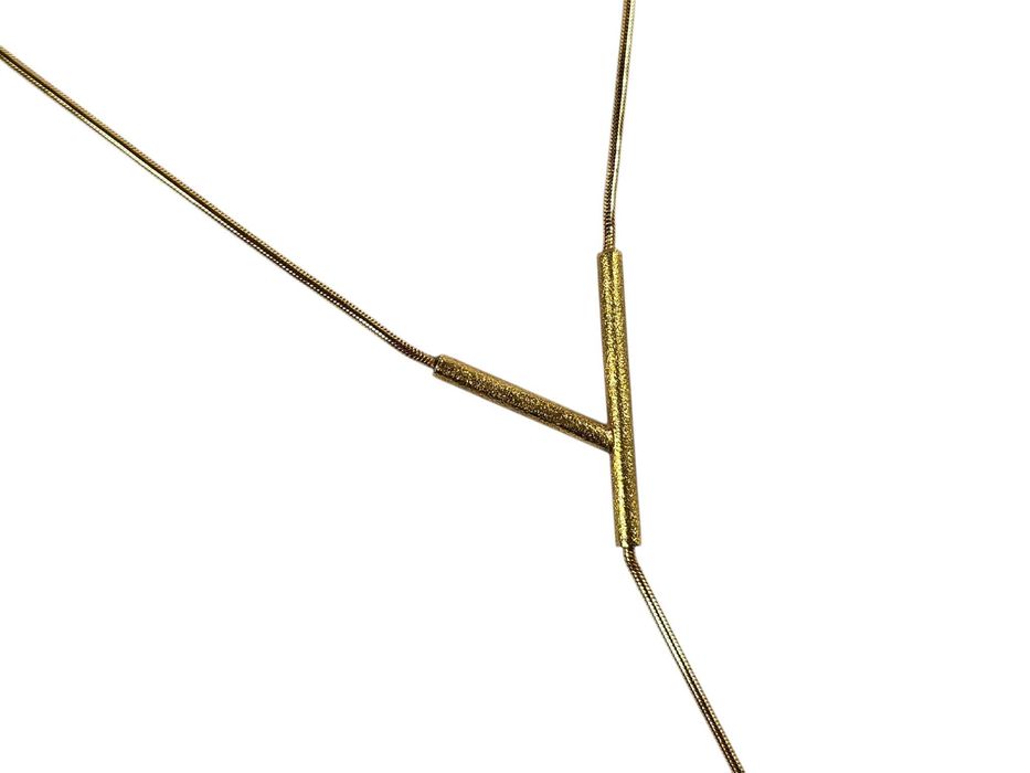 Niesamowity złoty naszyjnik z onyksem 585 - 44cm - 17,50g