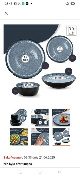 Talerze zestaw na 6 osób