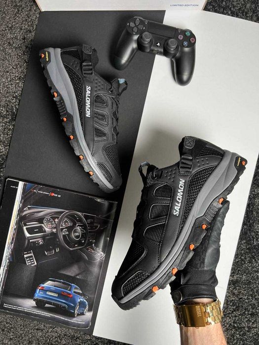 Чоловічі кросівки саломон Salomon Techamphibian 5 Black Grey Orange [41-45]