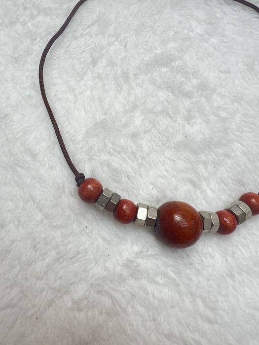 Naszyjnik boho etno korale koraliki drewniane drewno śruby casual 28