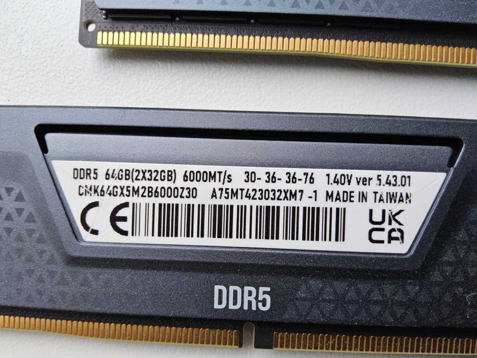 DDR5 64GB (2X32GB) Corsair Vengeance 6000 MHz