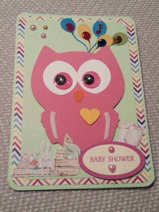 BABY SHOWER, kartka ręcznie robiona,  okolicznościowa