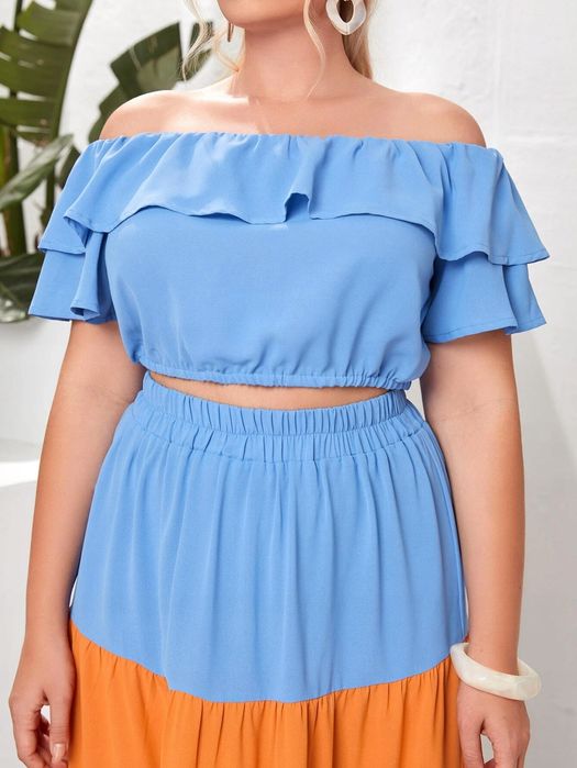 Komplet letni boho top + spódnica maxi XXL 44