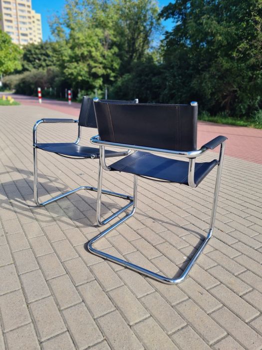 Krzesło Bauhaus skórzane w chromie insp.proj. Mart Stam