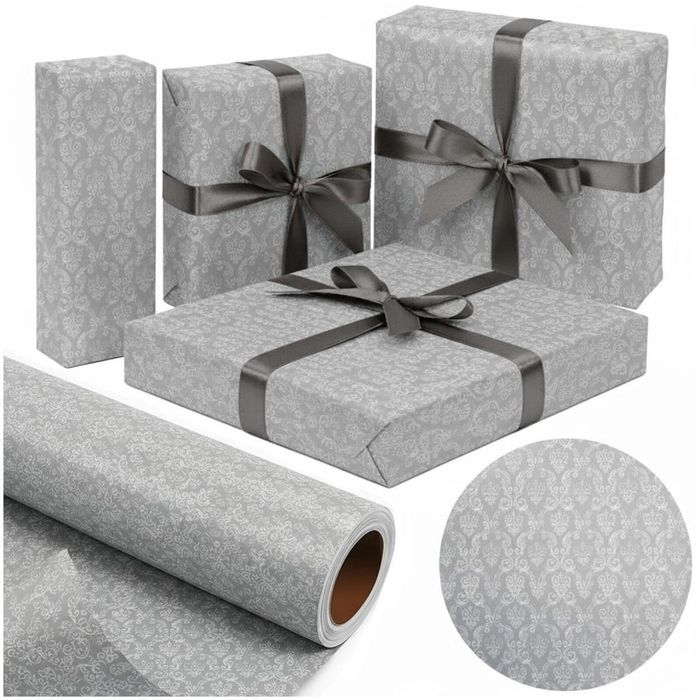 Papier Grey/Silver Damask X-Strong 57cmx25m oprawa: folia