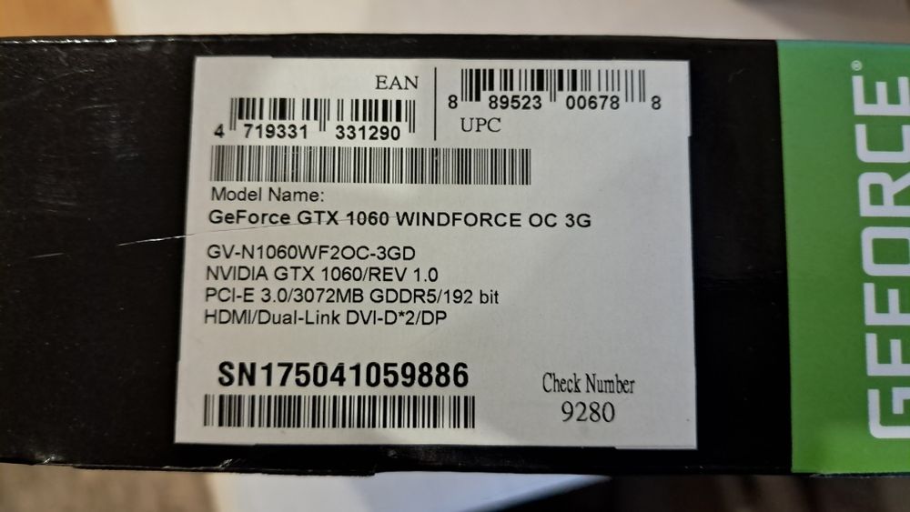 Gigabyte GeForce GTX 1060 3GB