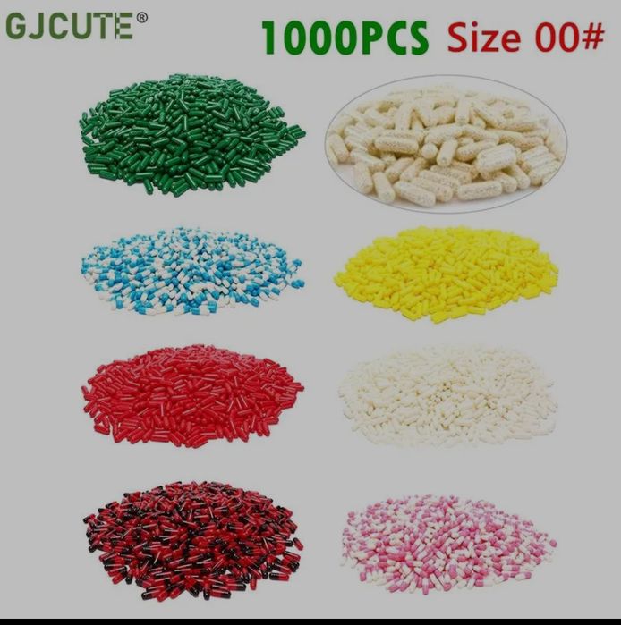 Натуральні, желатинові, веганські капсули,розміру #000,#00,#0,#1,#2,#3