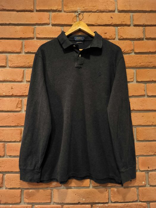 Koszulka Długi Rękaw Polo Ralph Lauren Szara Małe Logo RL