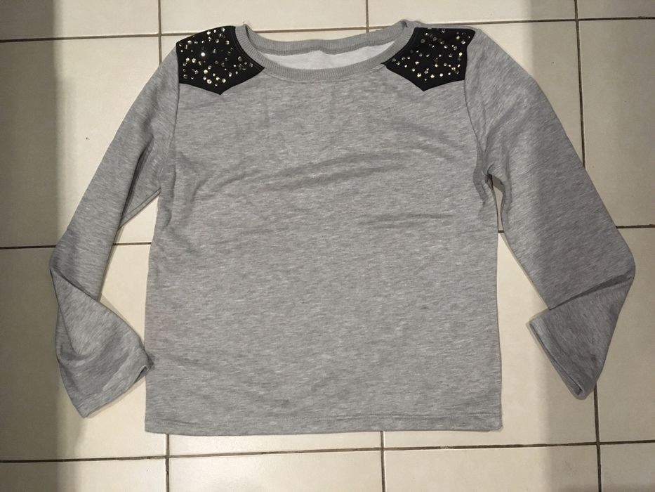 Bluza damska, szara bluza damska z pagonami, modna rozmiar M/L