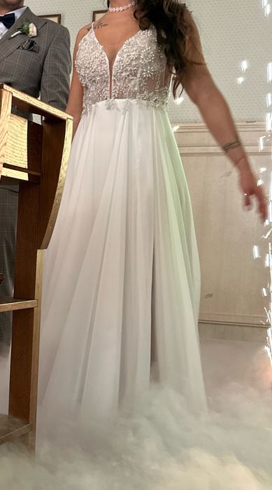 Suknia slubna muslinowa srebrna laurelle