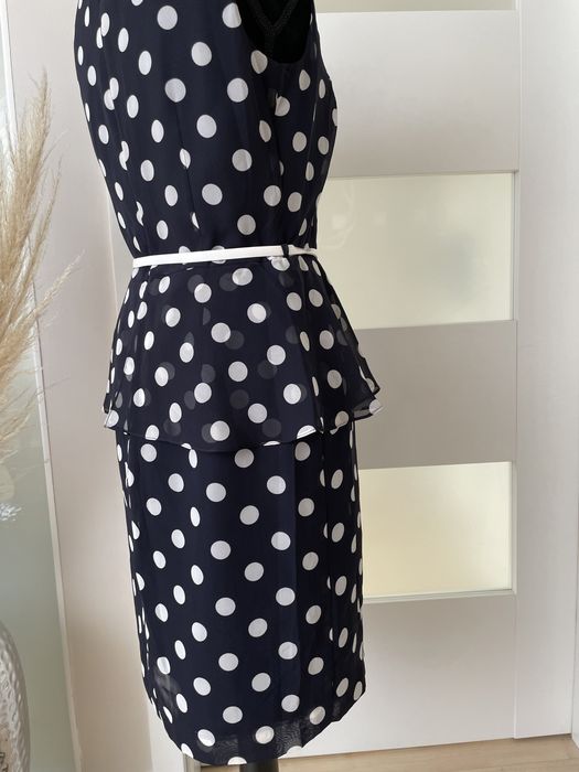 Sukienka granatowa w kropki grochy Peek&Cloppenburg