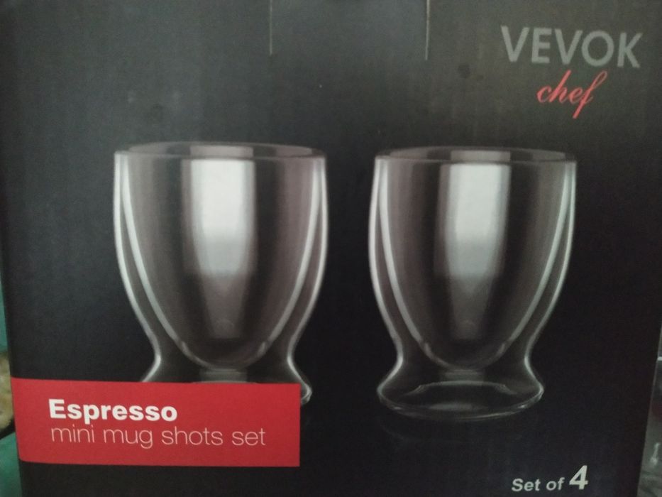 Set of 4 Double-Walled Glass Thermal Coffee Cups, 90 ml, Handle-Free64552389880451120