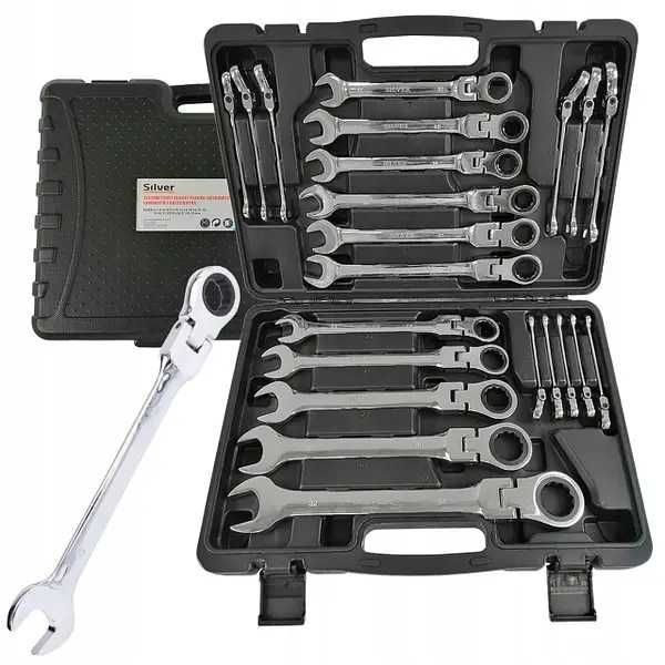 Профессиональный набор рожково-накидных ключей с трещоткой  22 шт