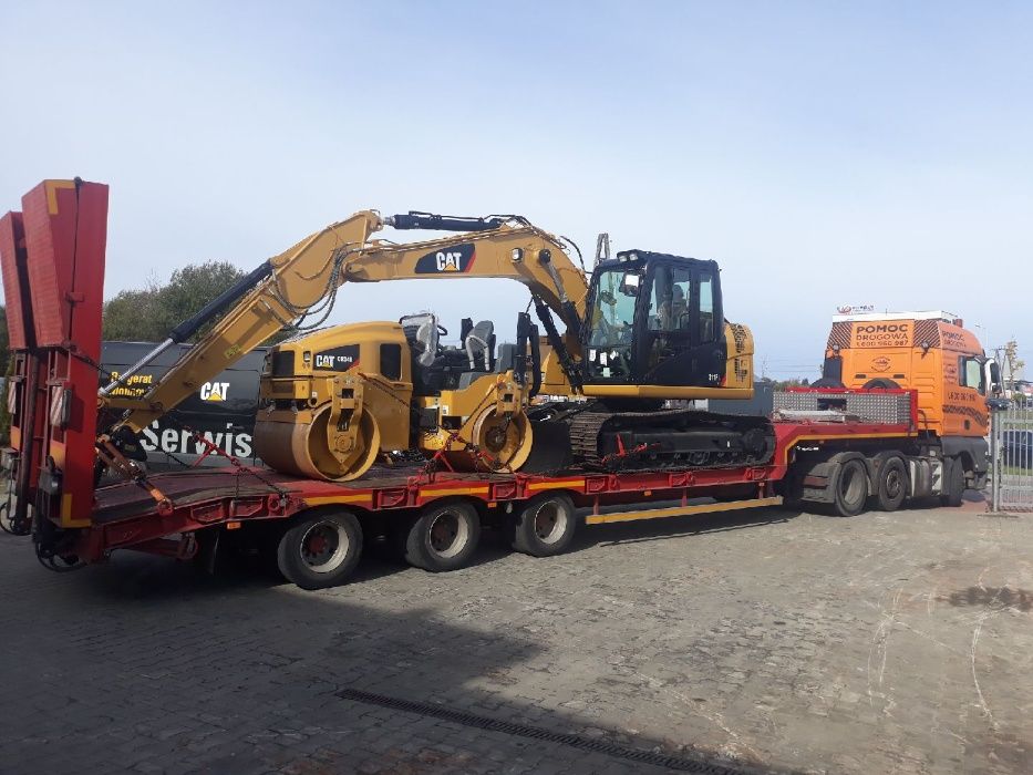 Laweta transport wózków widłowych koparek maszyn Poznań Niskopodwozie