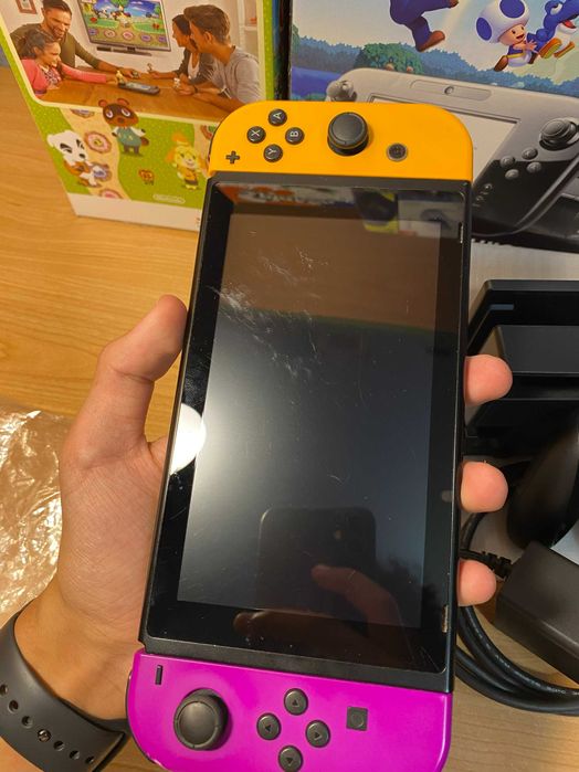 Nintendo Switch V2 - 32GB - Purple and Orange JoyCons, Dock, Cabos, Controller