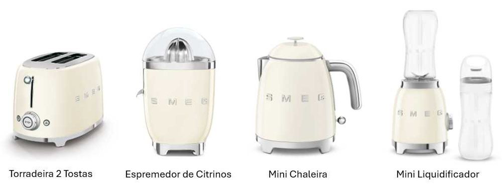 Conjunto SMEG Cozinha - Pack 4 Eletrodomésticos Creme (NOVO - Ainda embalado)