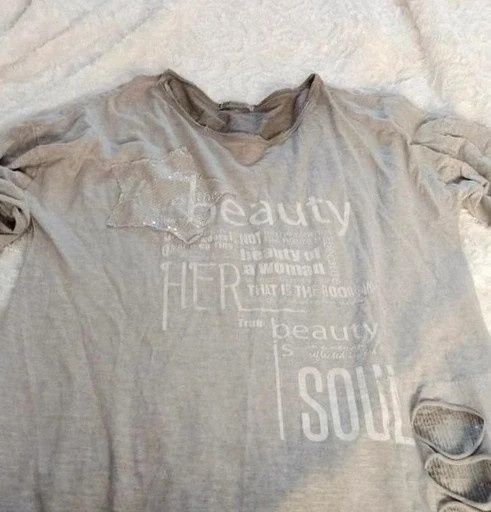 Cienka beżowa bluza boho / hippie