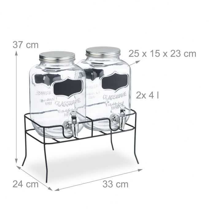 Beczka pojemnik na napoje zestaw 2x4L z kranem