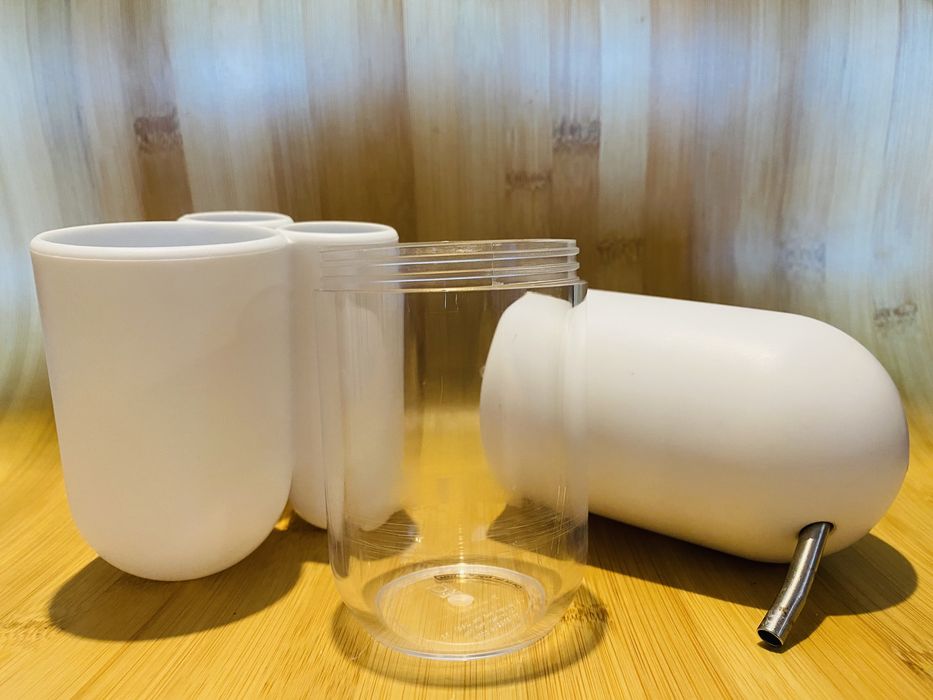 Conjunto: Dispensador de Sabão + Copo para Escovas (Branco)