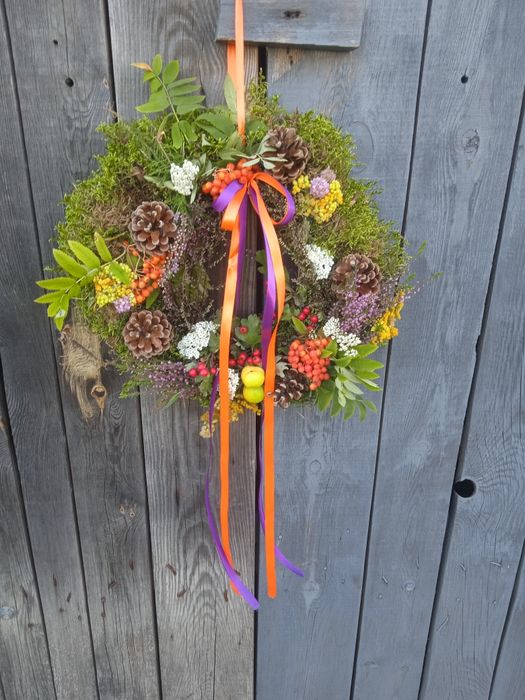 Wianek naturalny jesienny na drzwi 40 cm
